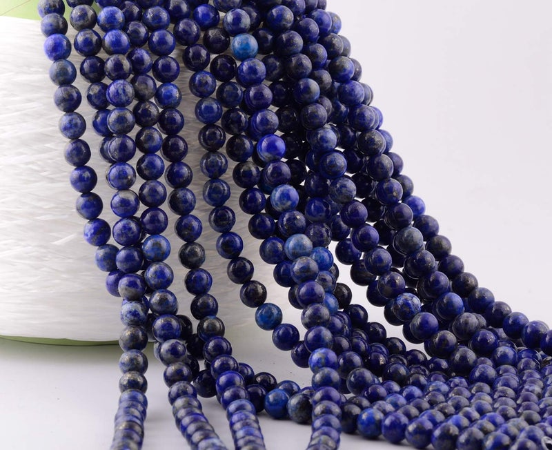 Cmidy Natural Stone Beads 100pcs 8mm Lapis Lazuli Round Genuine Real Stone Beading Loose Gemstone Hole Size 1mm DIY Charm Smooth Beads for Bracelet Necklace Earrings Jewelry Making (Lapis Lazuli Blue, 8mm) - Image 5